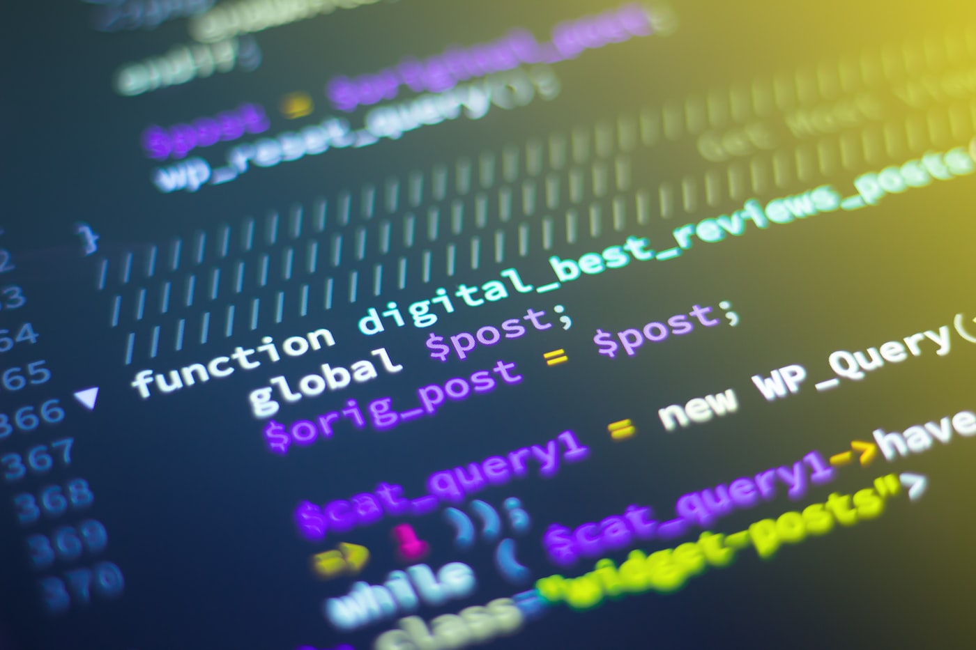 Colorful code in close detail